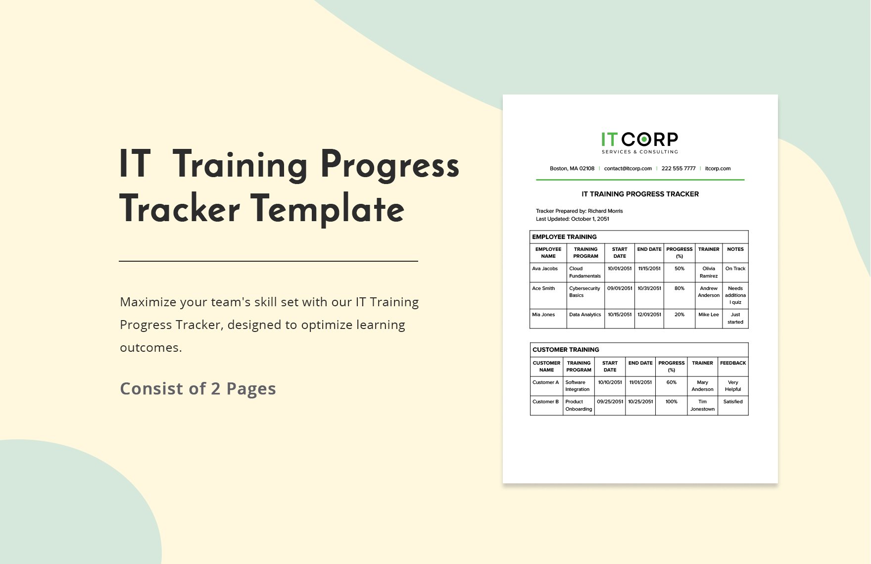 IT  Training Progress Tracker Template