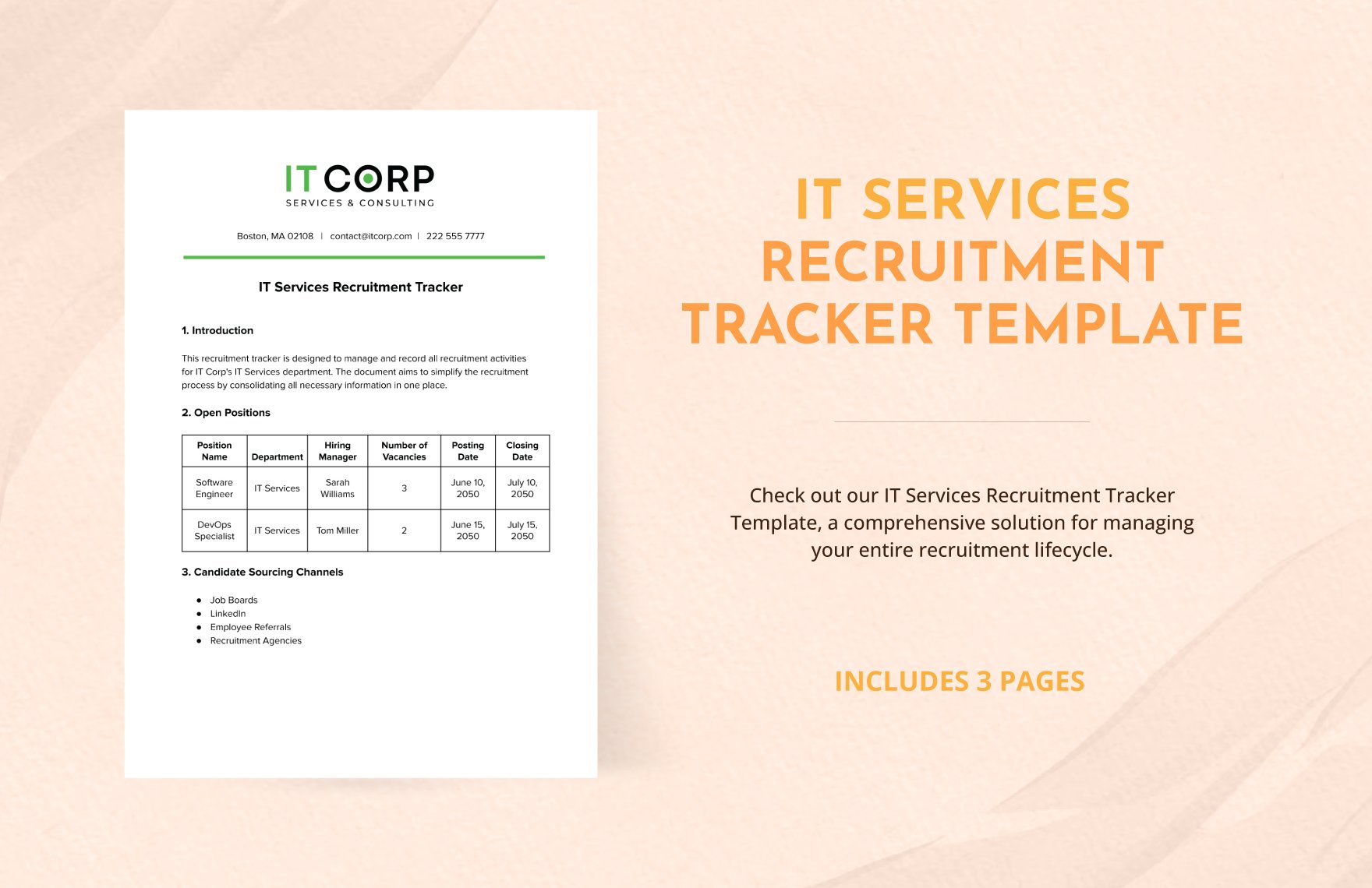 IT Services Recruitment Tracker Template