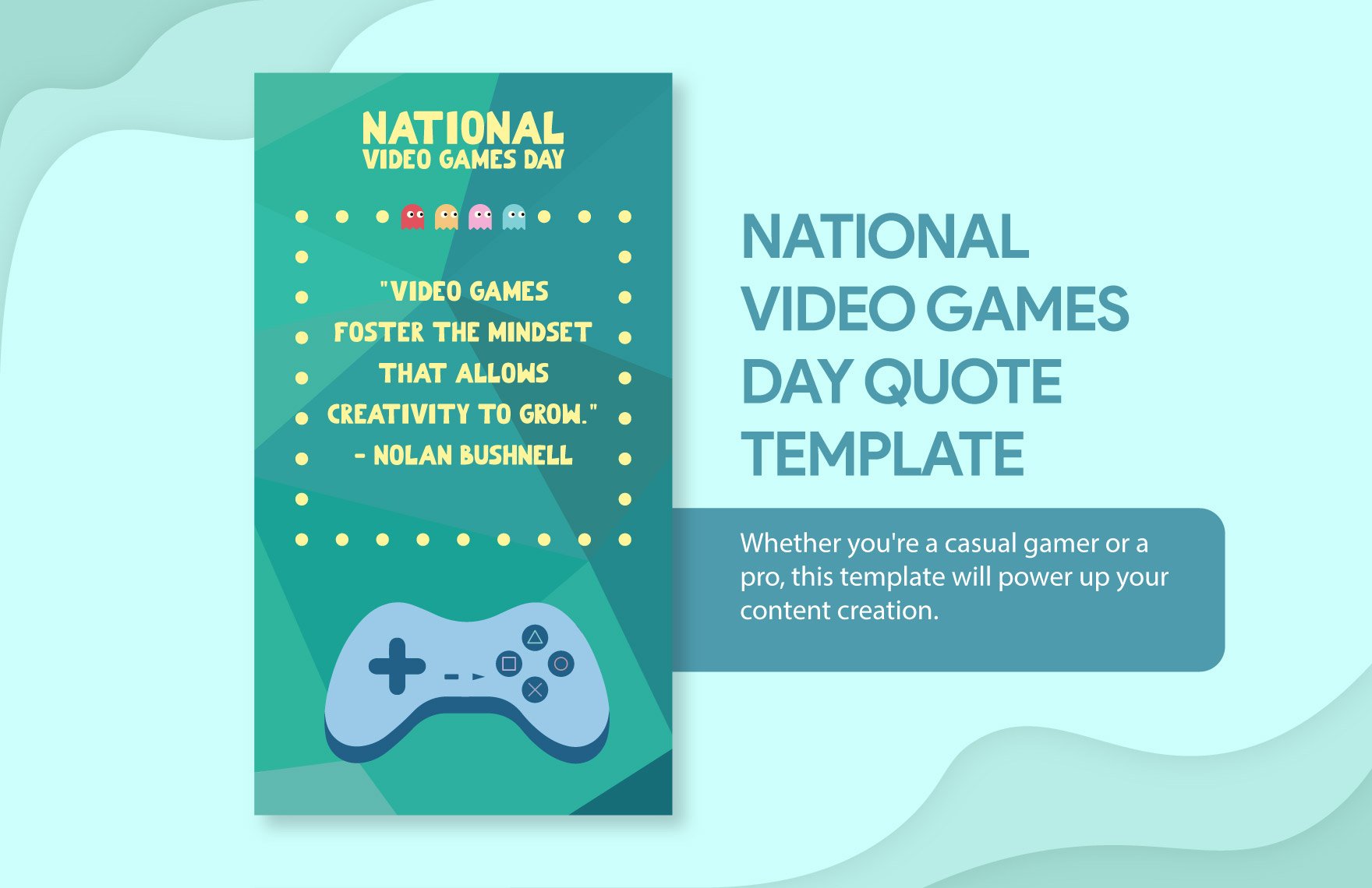 Free National Video Games Day Quote  in Illustrator, PSD, PNG