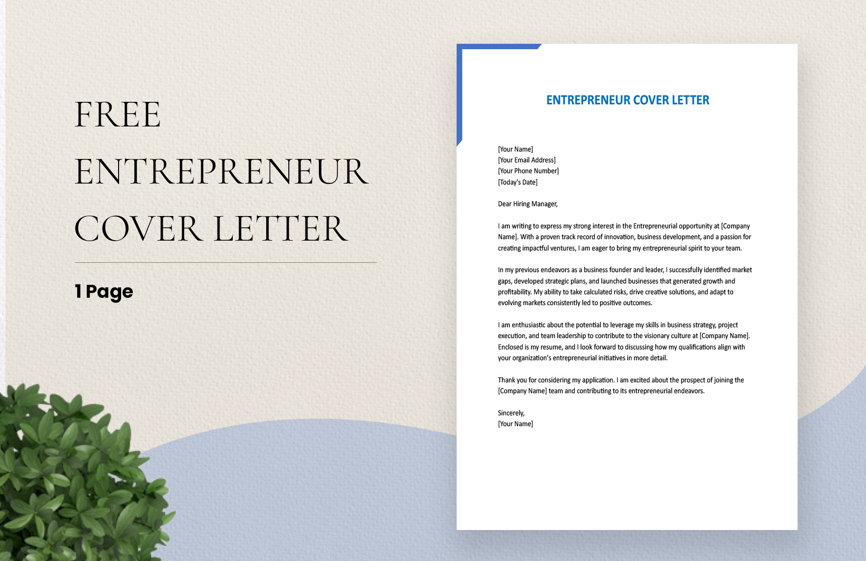 Entrepreneur Cover Letter in Word, Google Docs