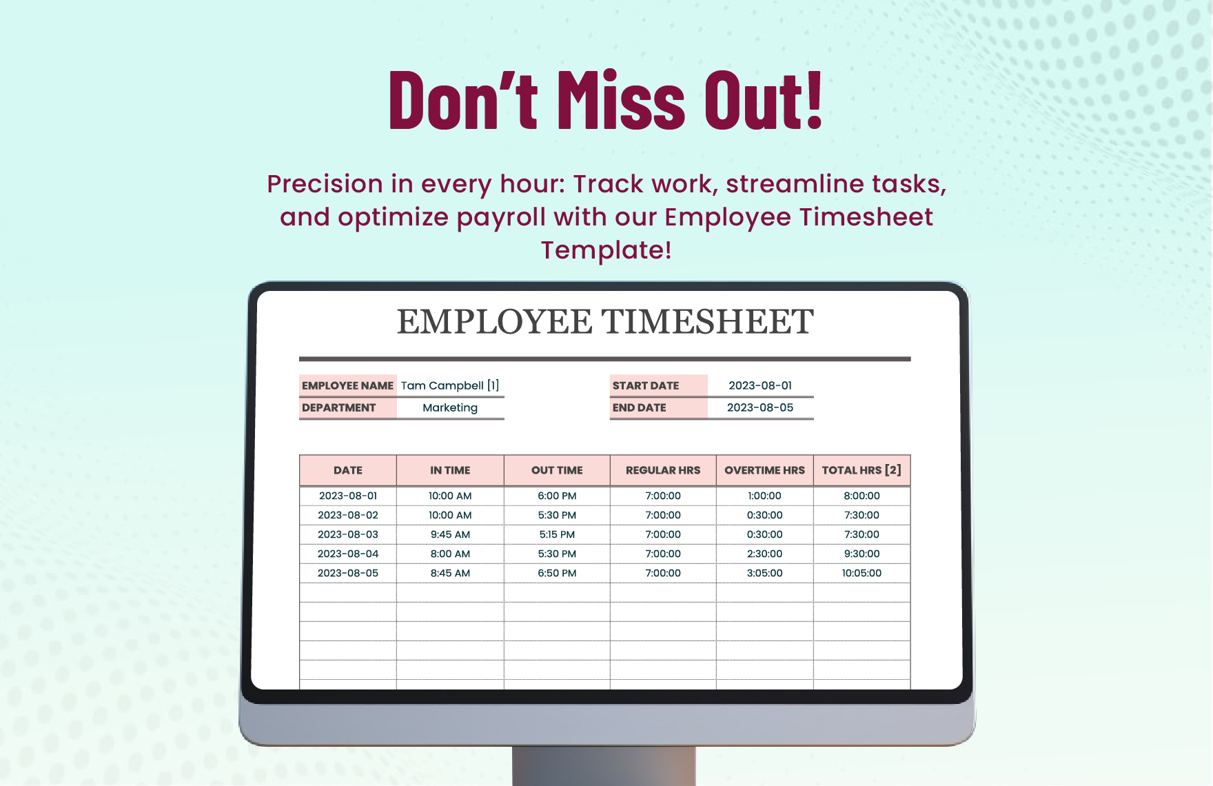 Employee Timesheet Template
