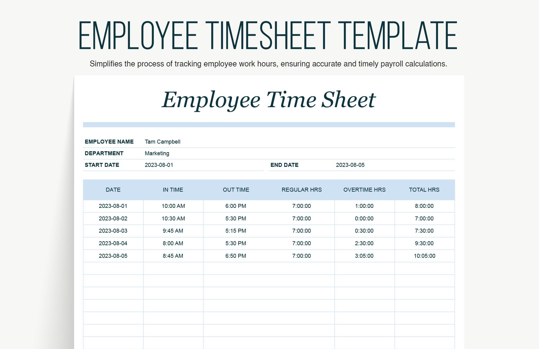 time log template excel