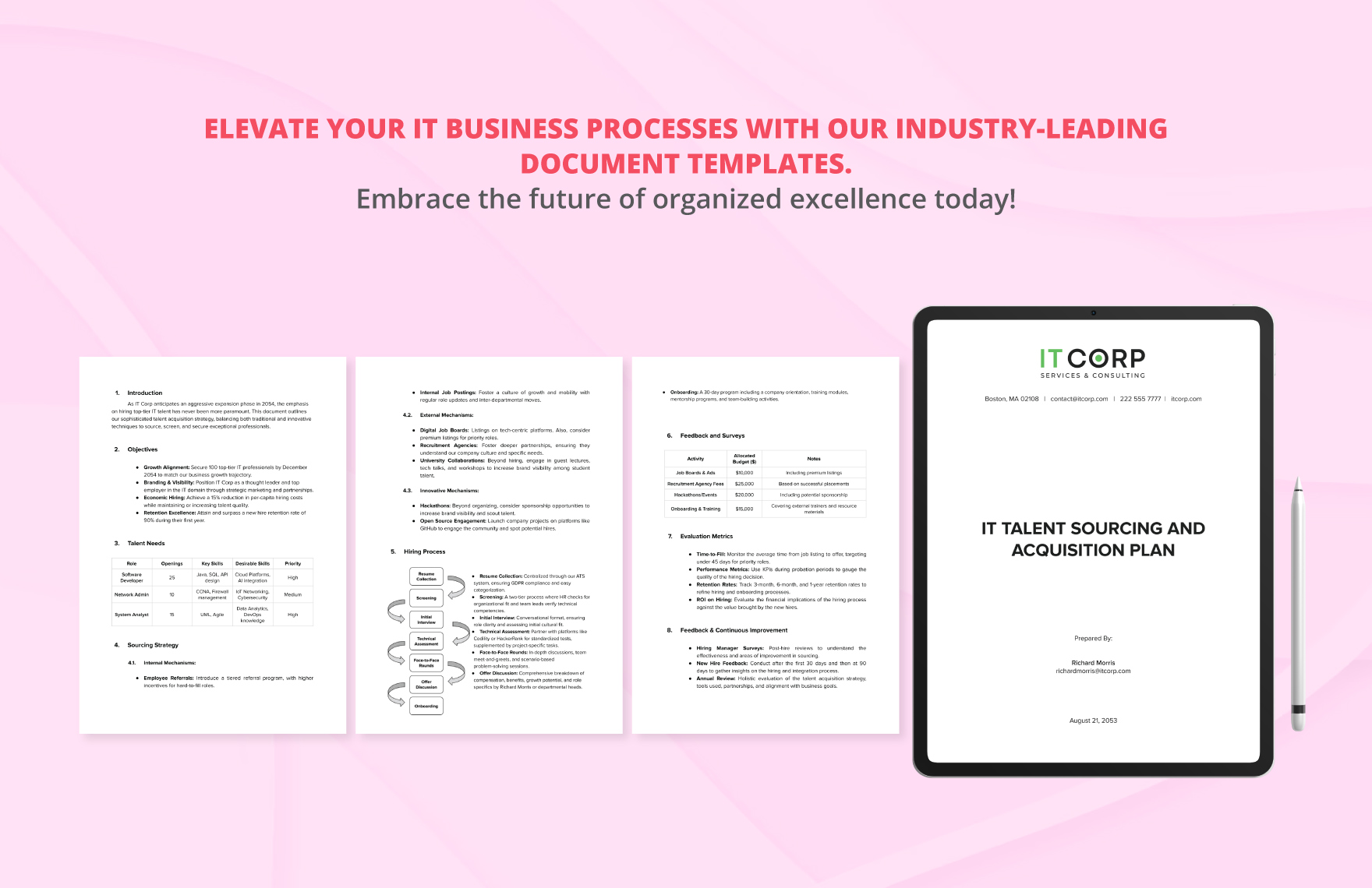 IT Talent Sourcing and Acquisition Plan Template