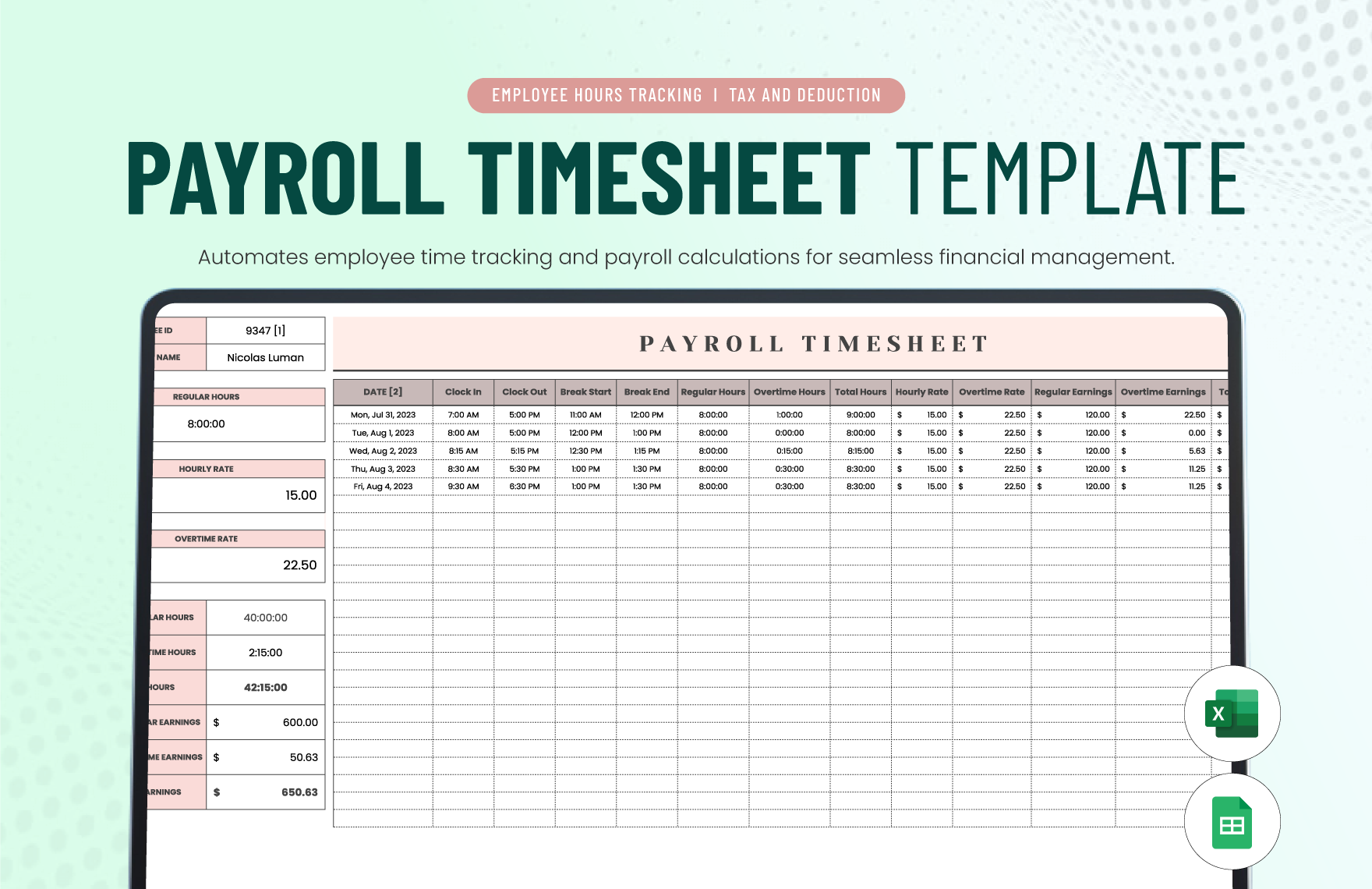 Payroll Timesheet Template