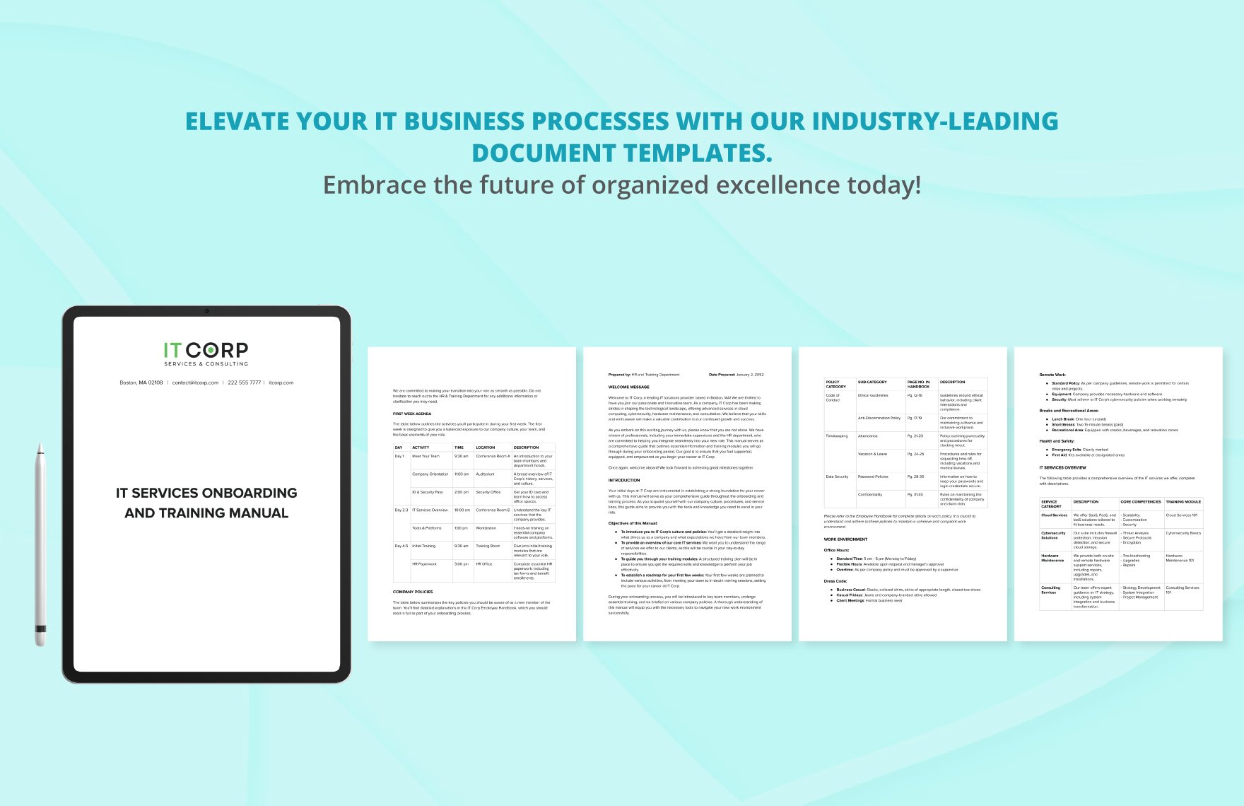 IT Services Onboarding and Training Manual Template