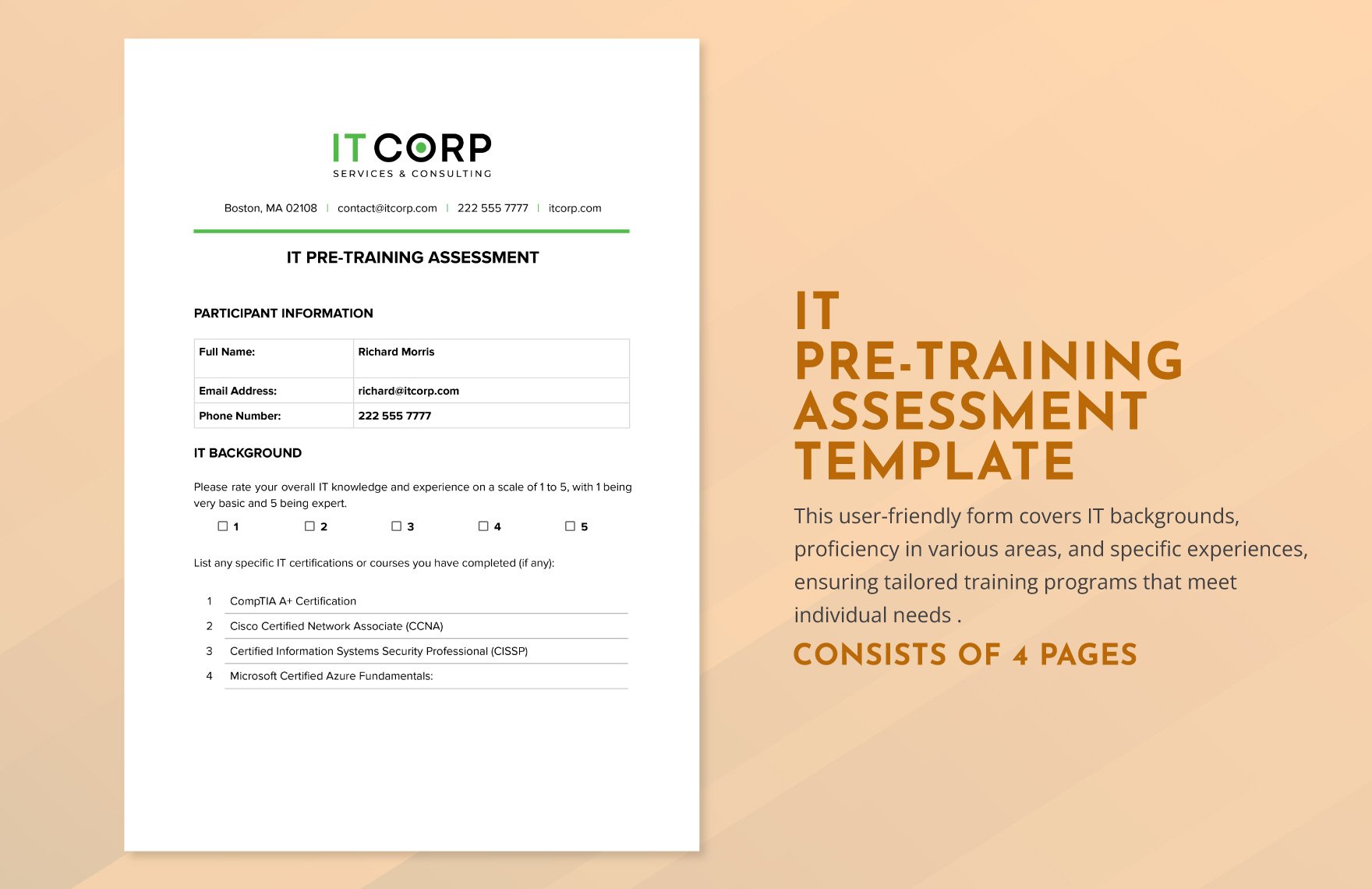IT Pre-training Assessment Template
