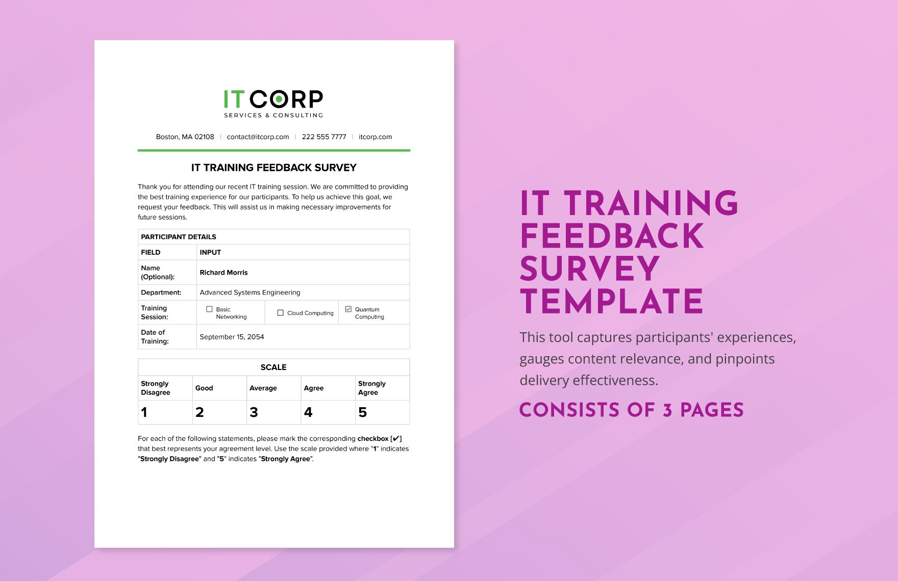 IT Training Feedback Survey Template
