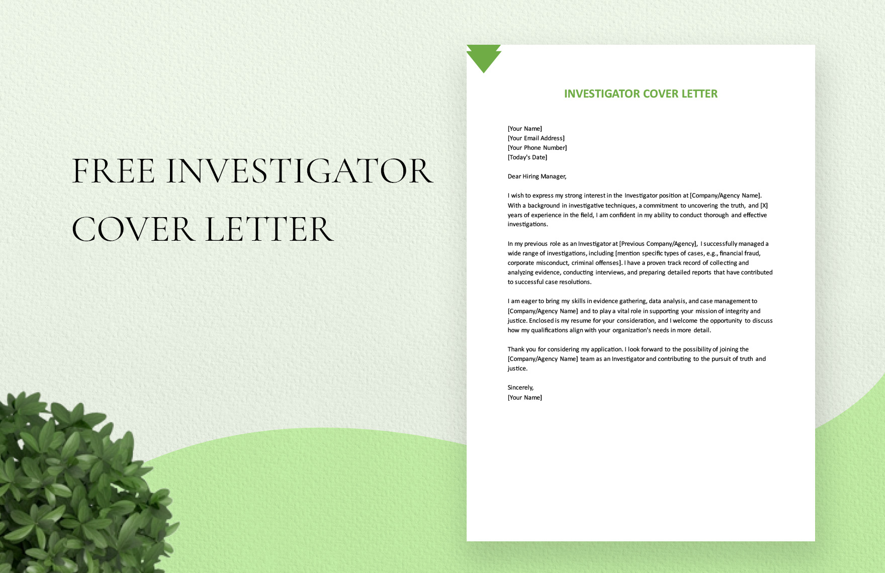 Investigator Cover Letter Templates In Word Free Download 