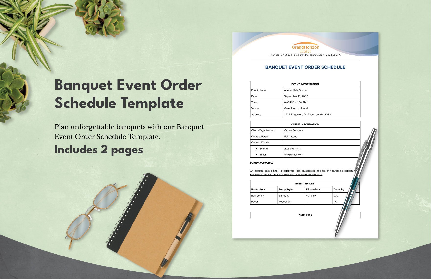Banquet Event Order Schedule Template