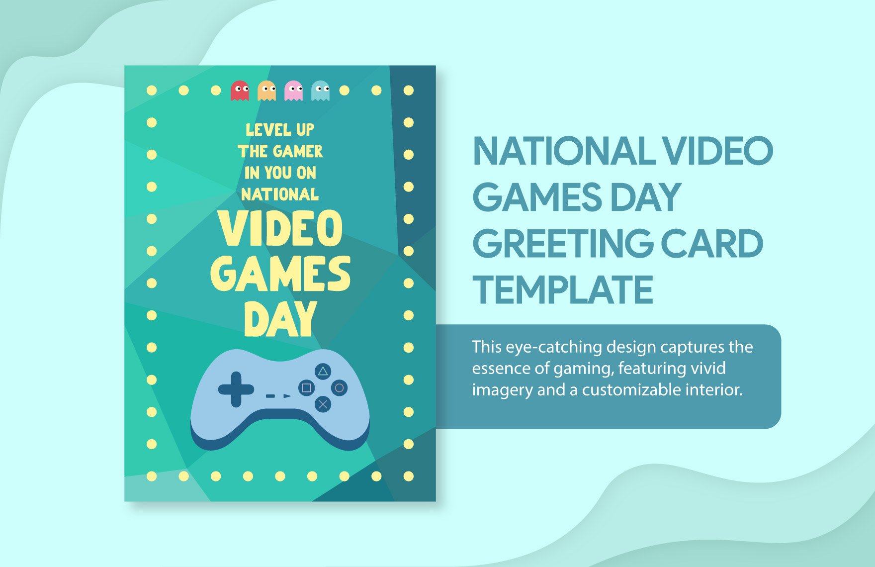 National Video Games Day Greeting Card Template
