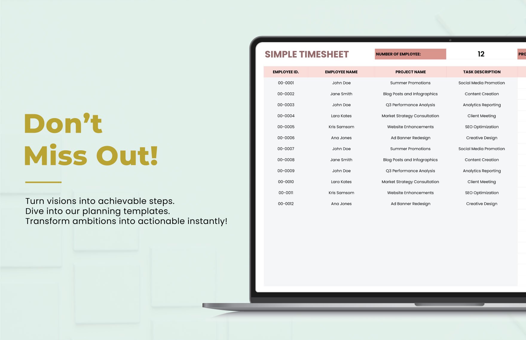 Simple Timesheet Template