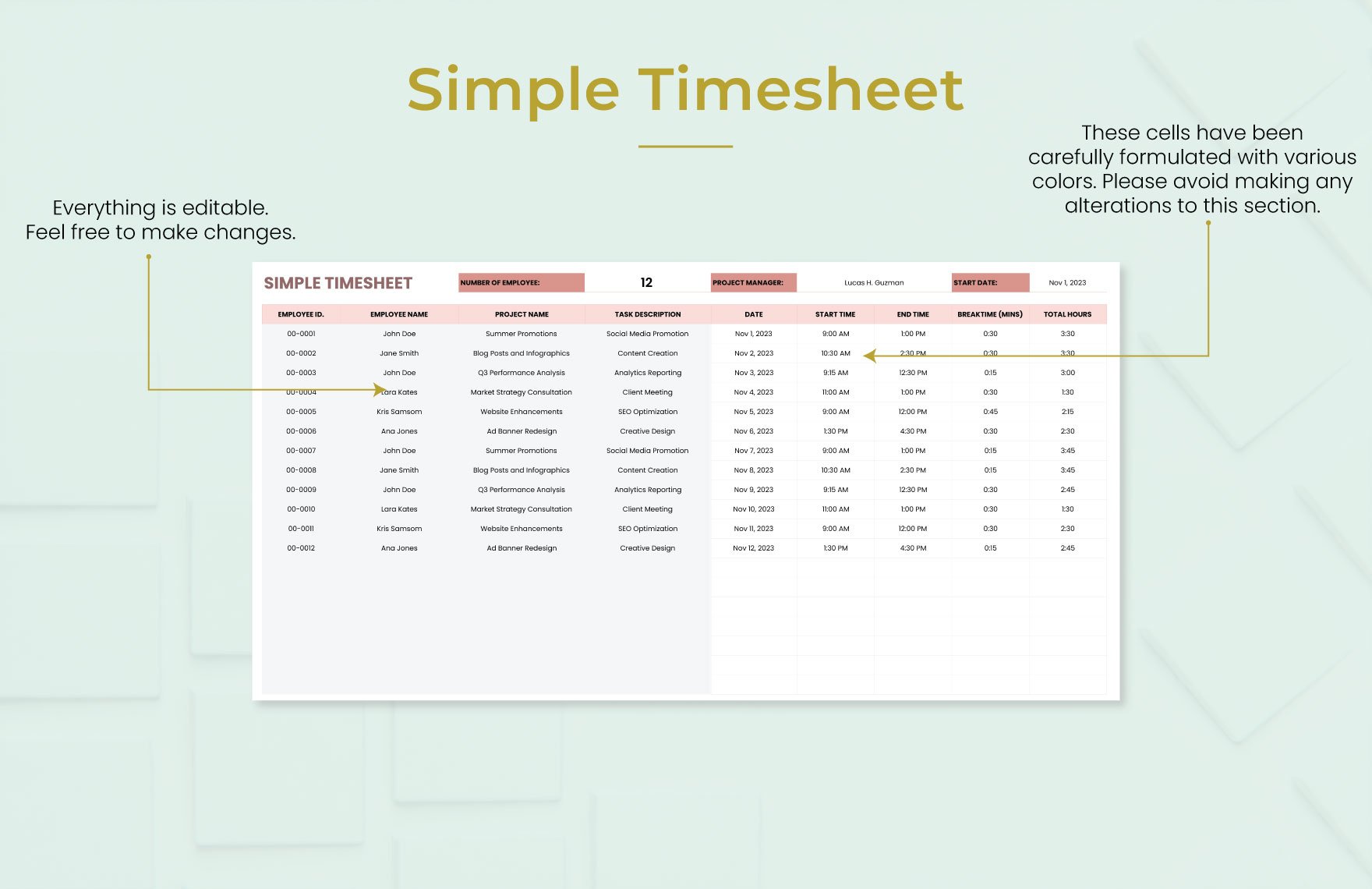 Simple Timesheet Template