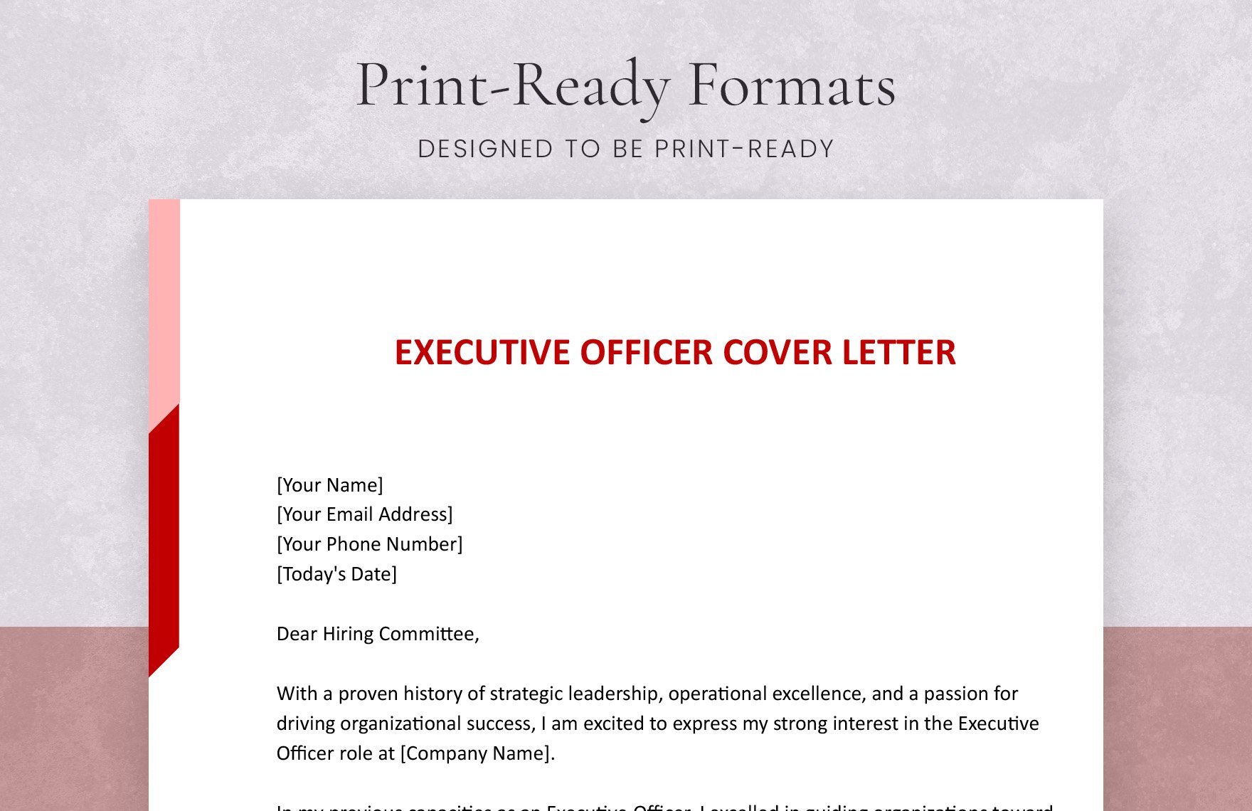 Executive Officer Cover Letter