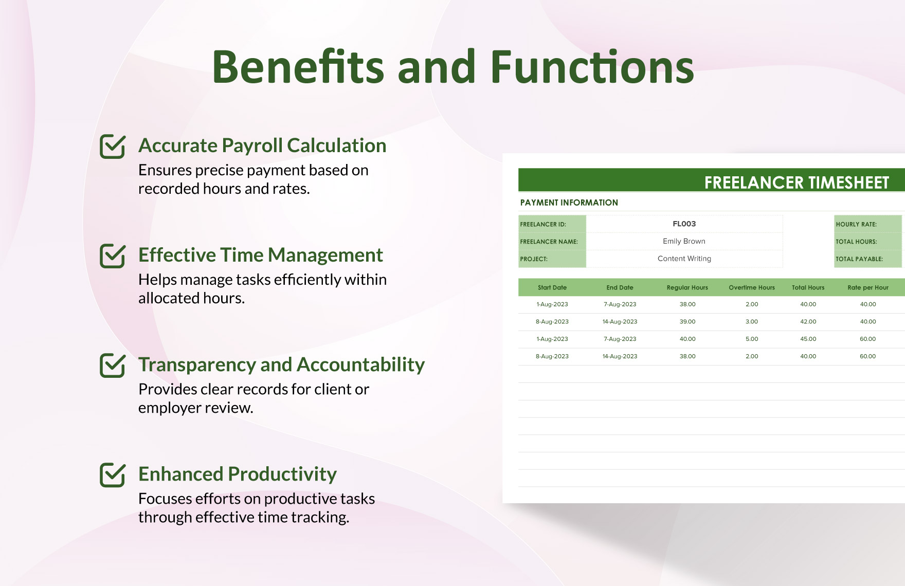 Freelancer Timesheet Template