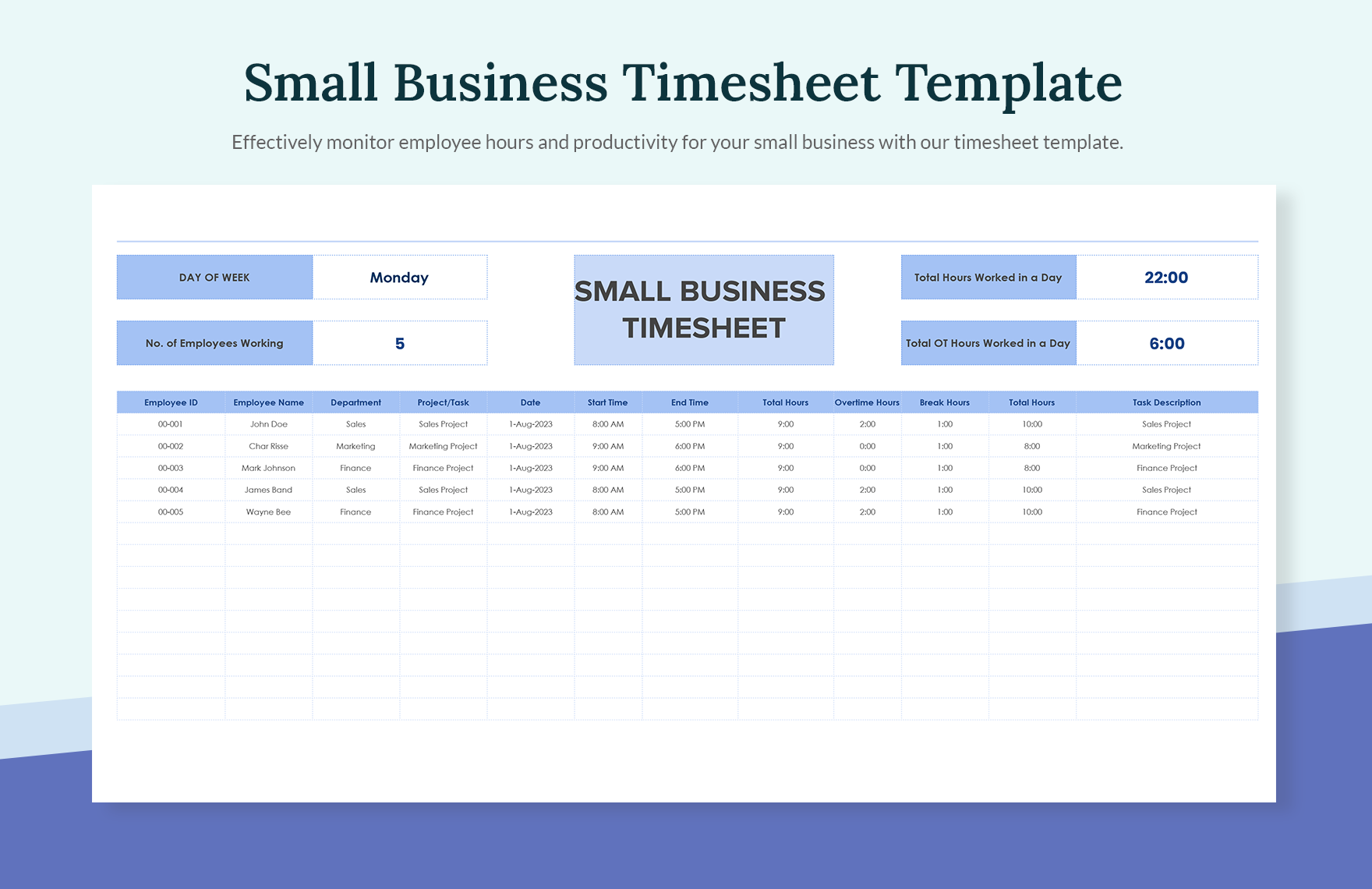 Small Business Timesheet Template