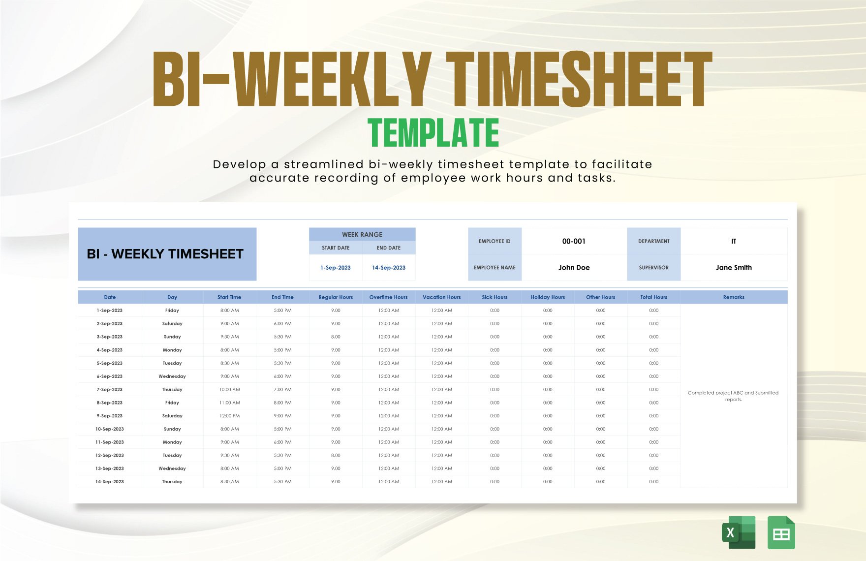 Bi-weekly timesheet template