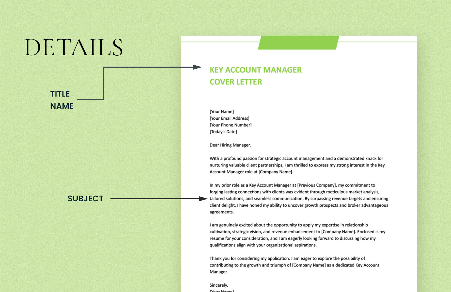 Key Account Manager Cover Letter