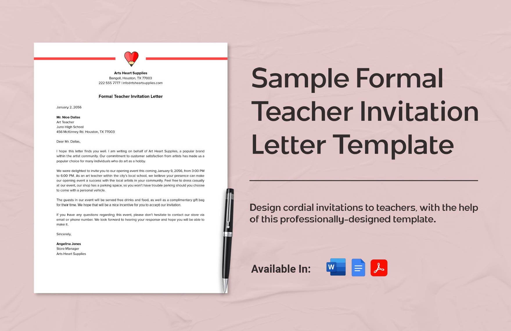 Sample Formal Teacher Invitation Letter Template