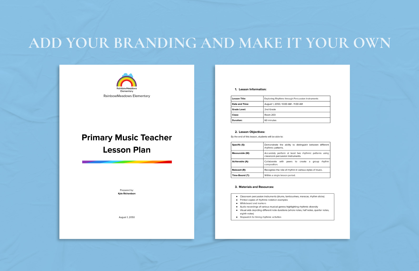Primary Music Teacher Lesson Plan Template