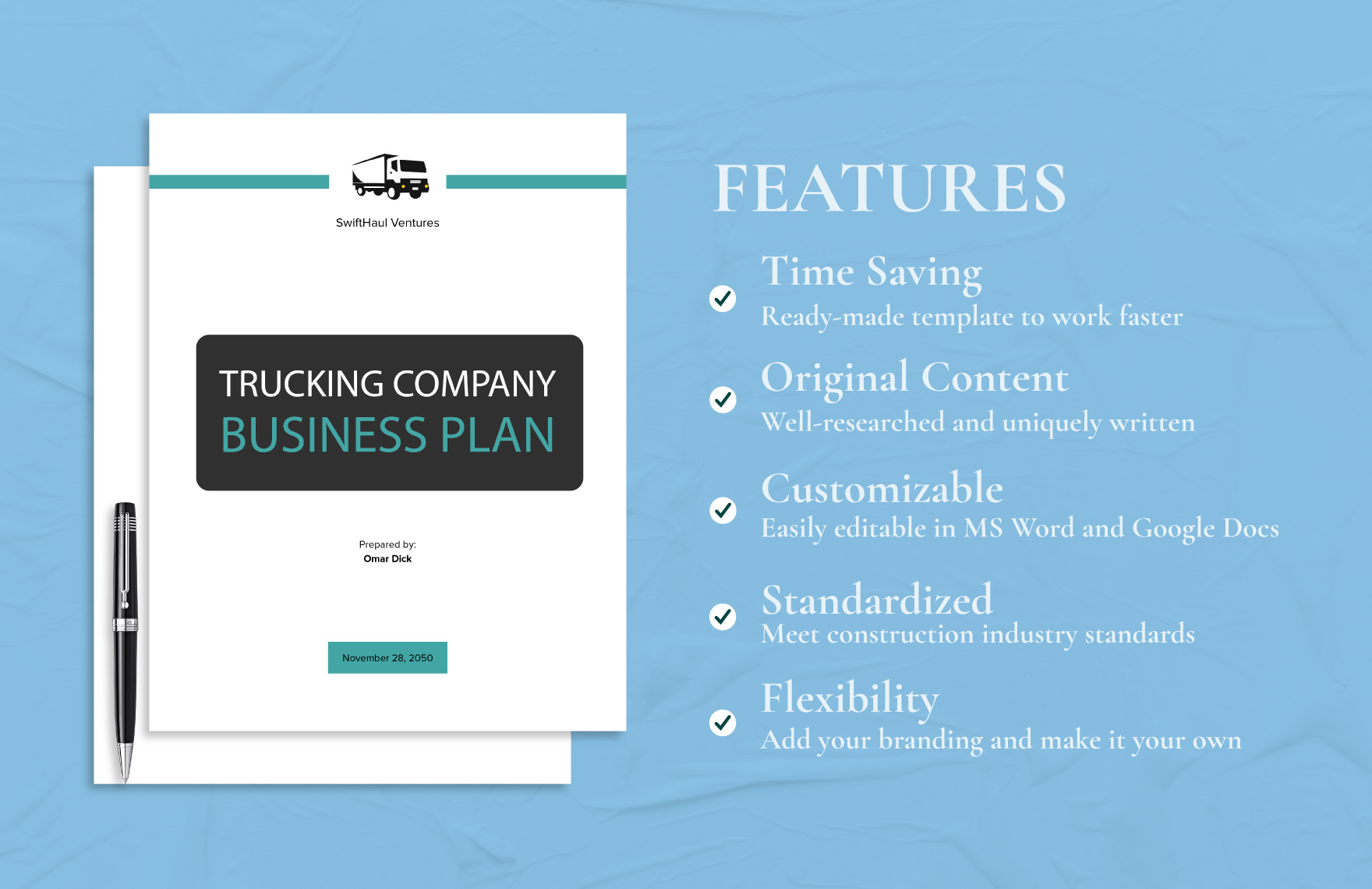 Trucking Company Business Plan Template