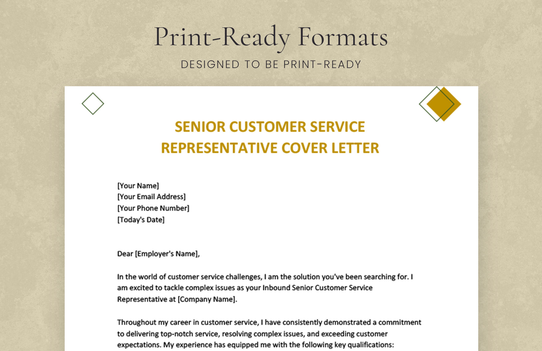 Senior Customer Service Representative Cover Letter