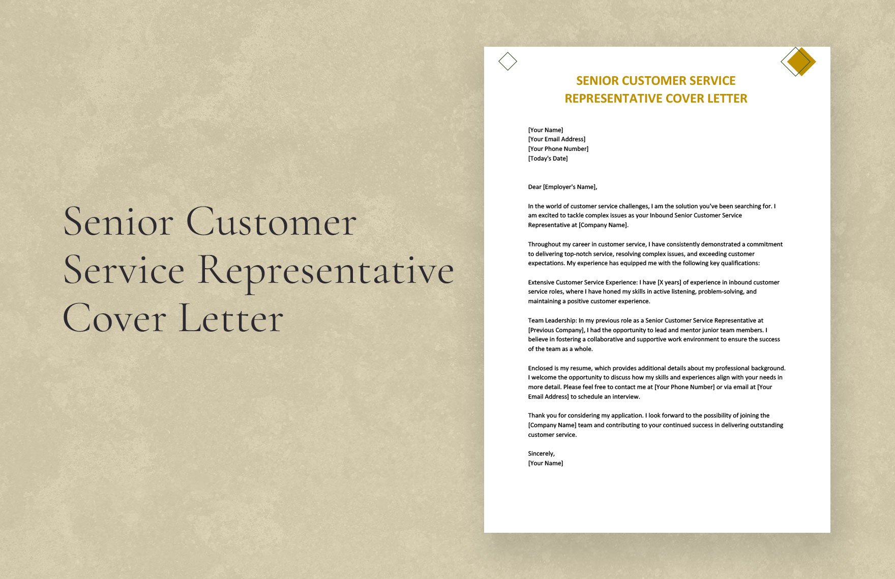Senior Customer Service Representative Cover Letter