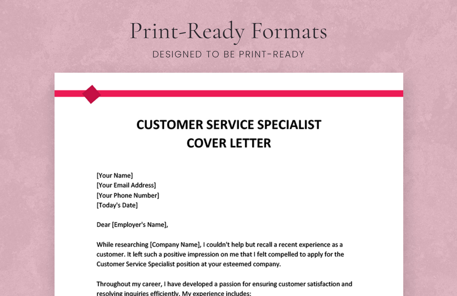 Customer Service Specialist Cover Letter