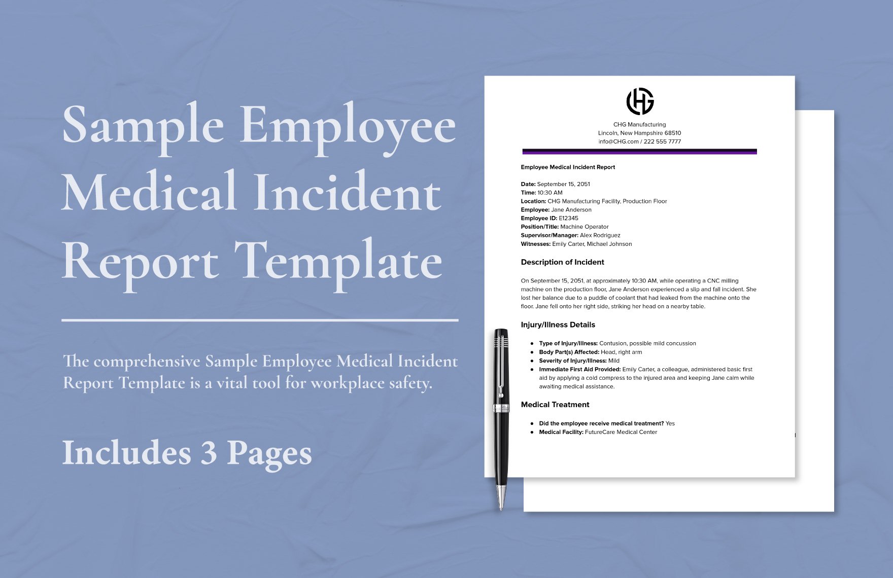 Sample Employee Medical Incident Report Template