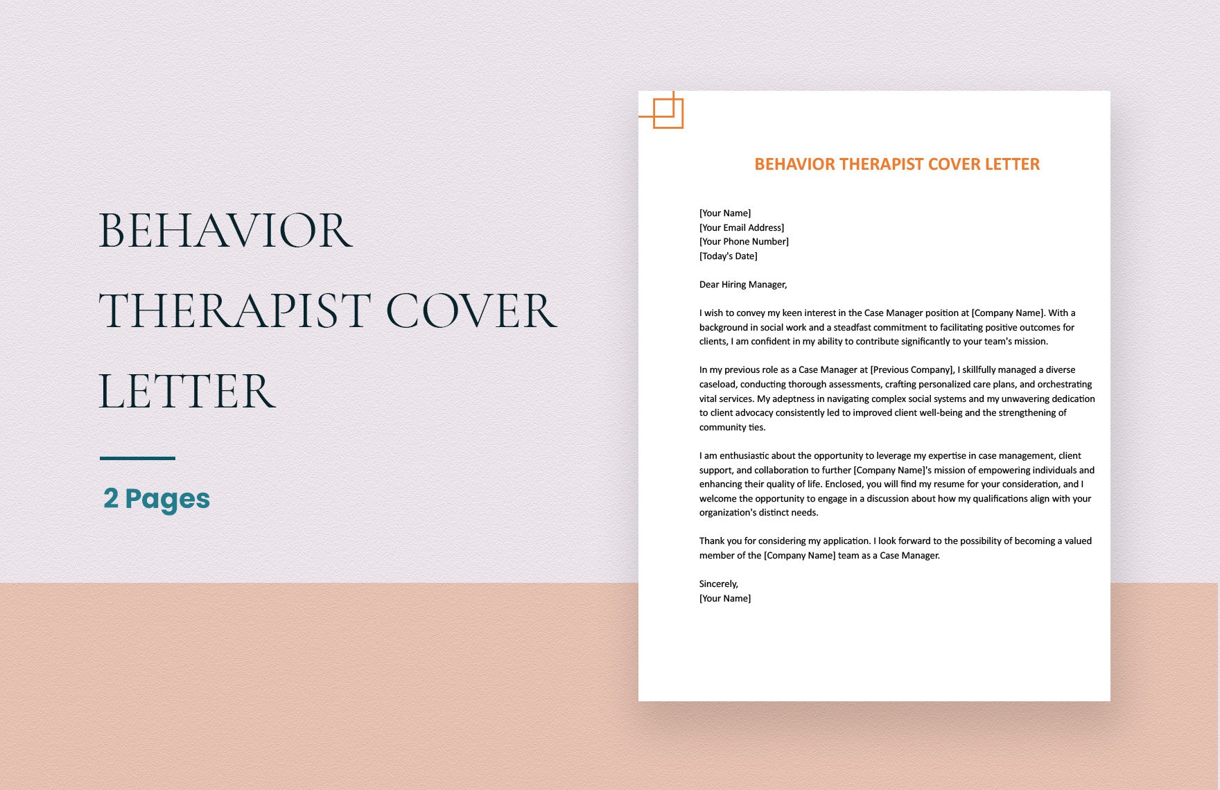 Behavior Therapist Cover Letter