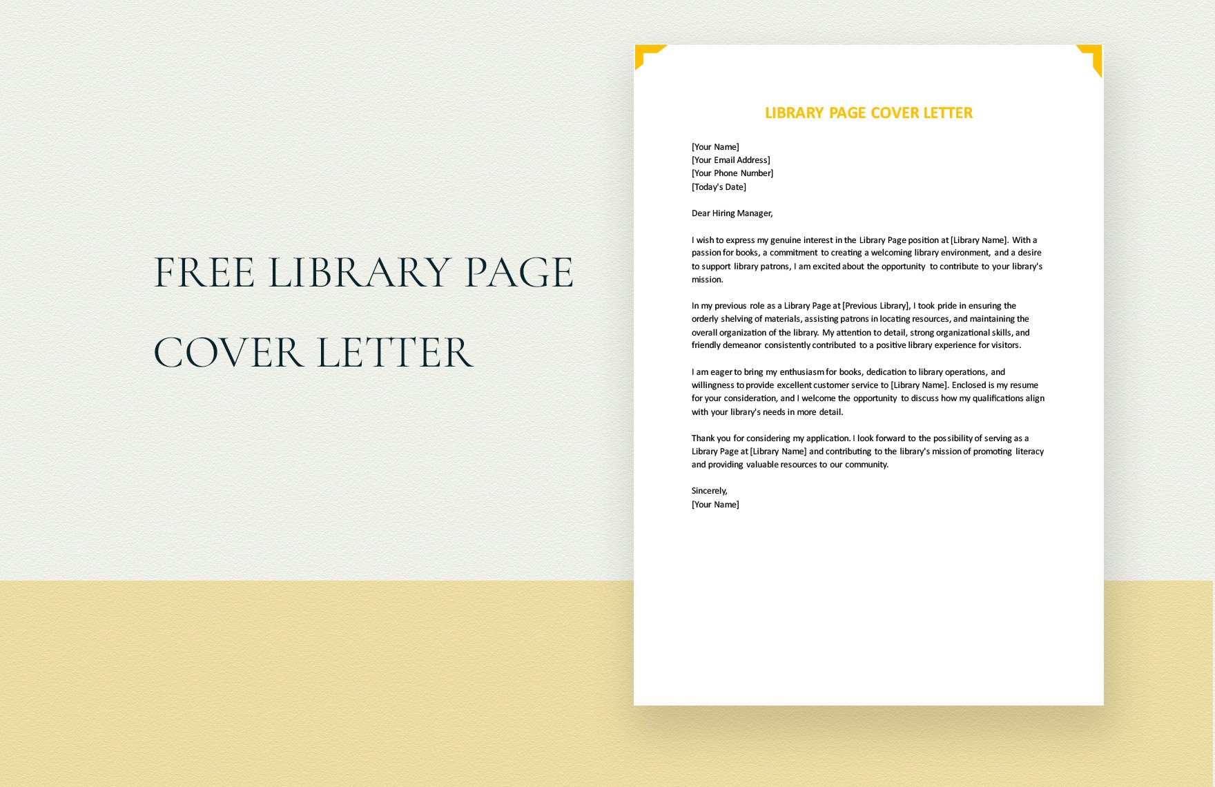 Free Library Page Cover Letter in Word, Google Docs, PDF