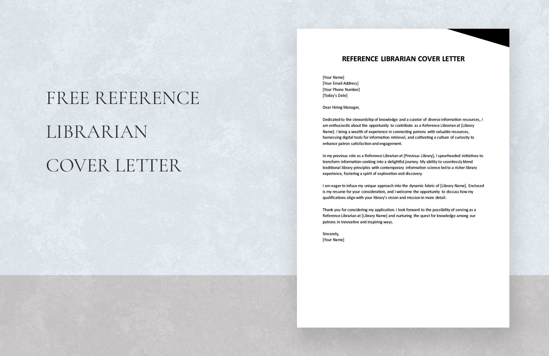 Free Reference Librarian Cover Letter in Word, Google Docs, PDF