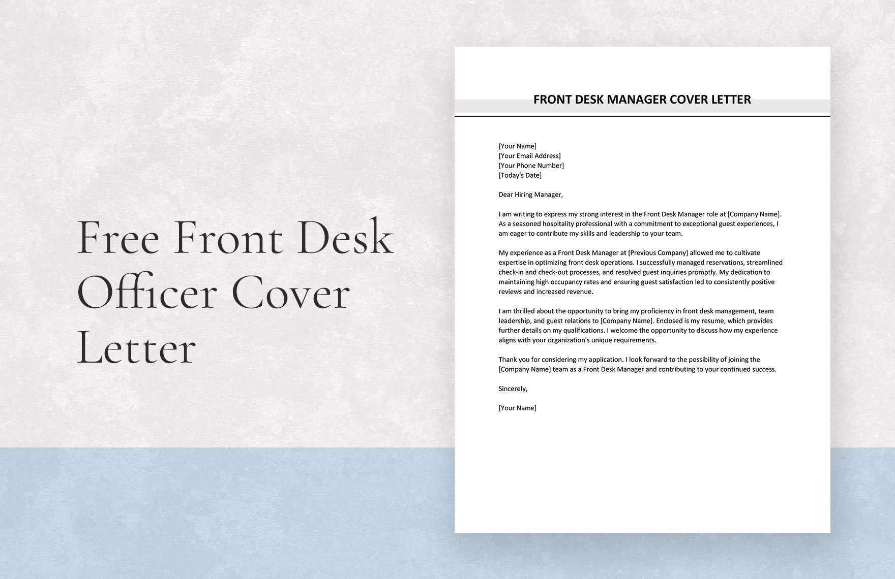 Front Desk Officer Cover Letter