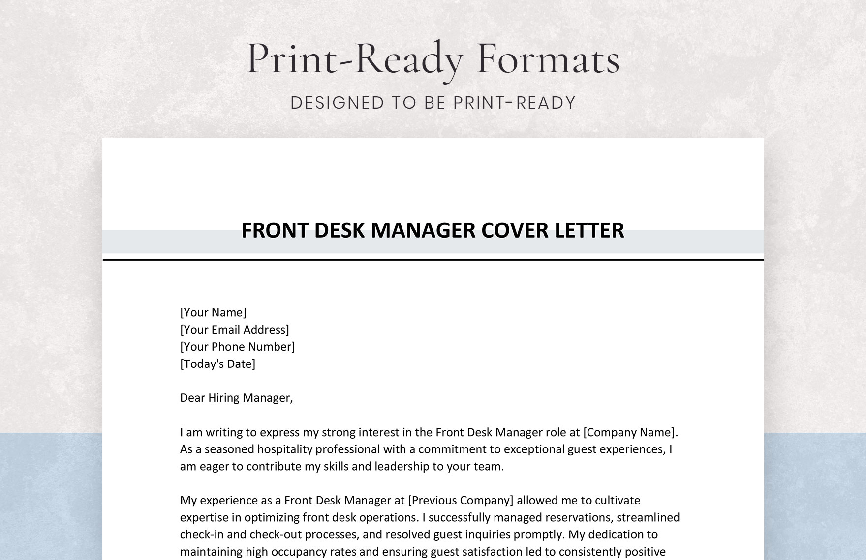 Front Desk Officer Cover Letter