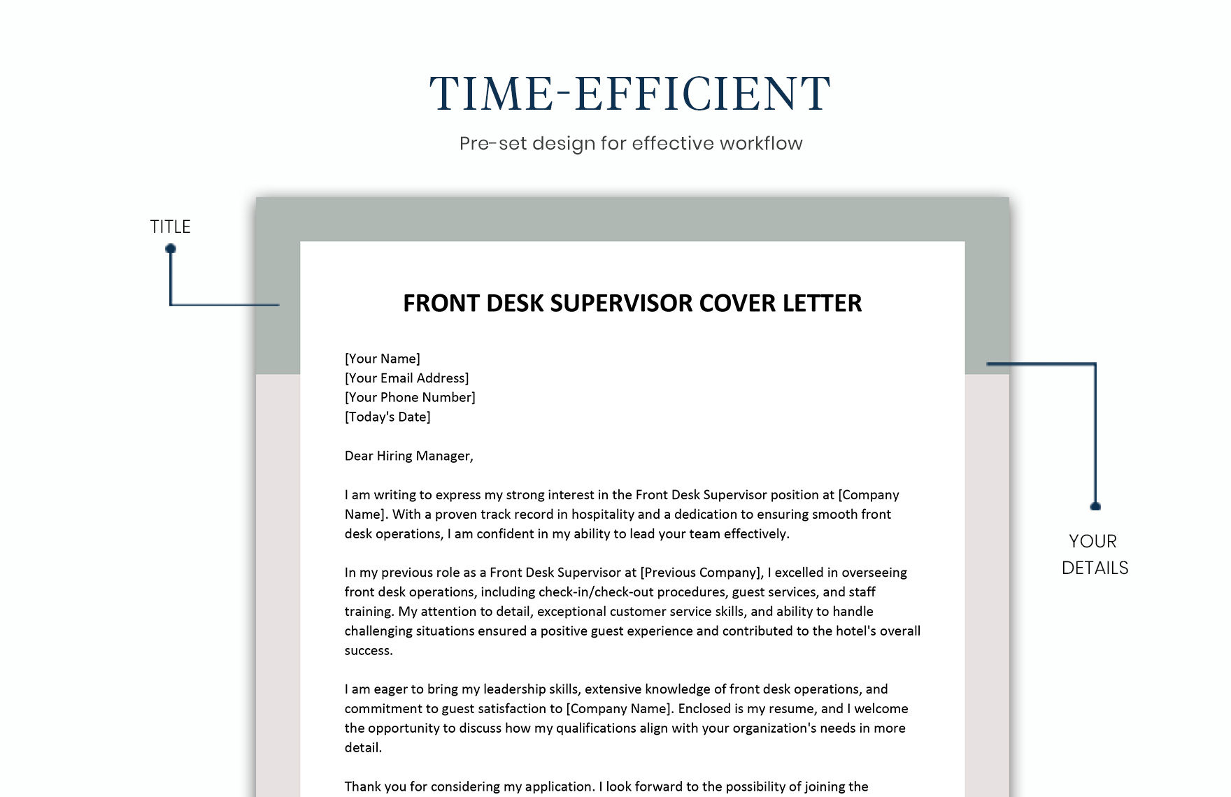 Front Desk Supervisor Cover Letter