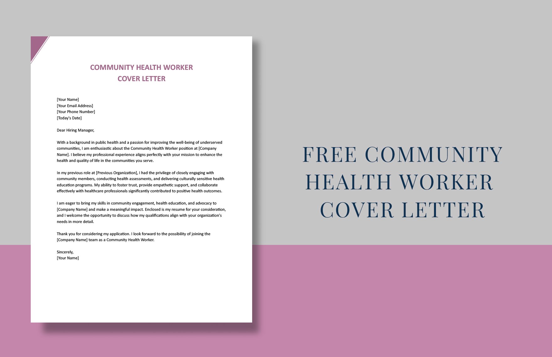 Community Health Worker Cover Letter in Word, Google Docs