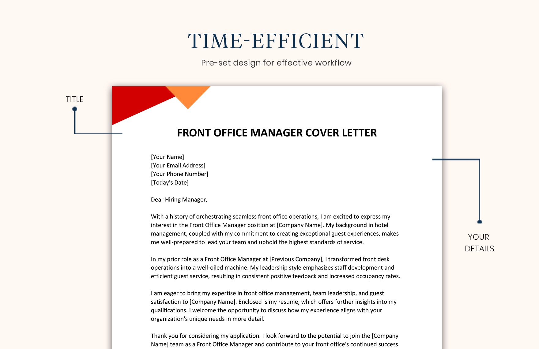 Front Office Manager Cover Letter