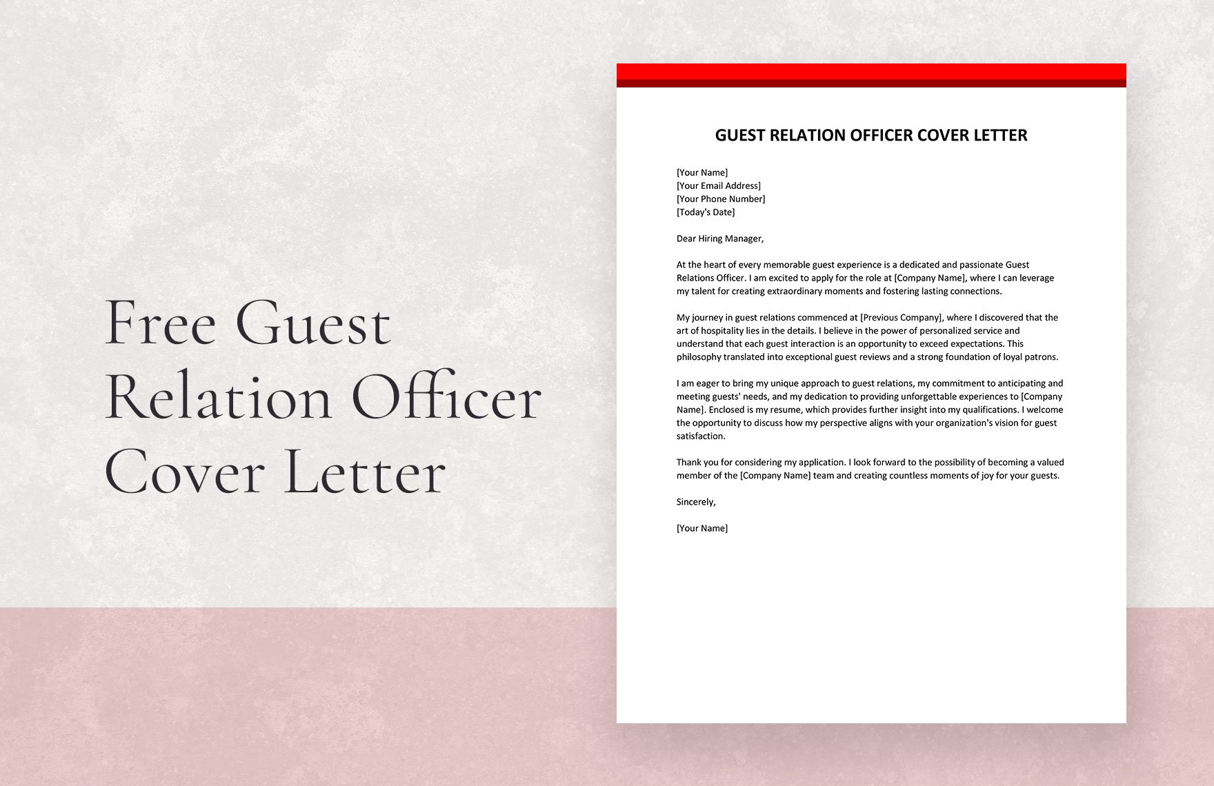 Guest Relation Officer Cover Letter
