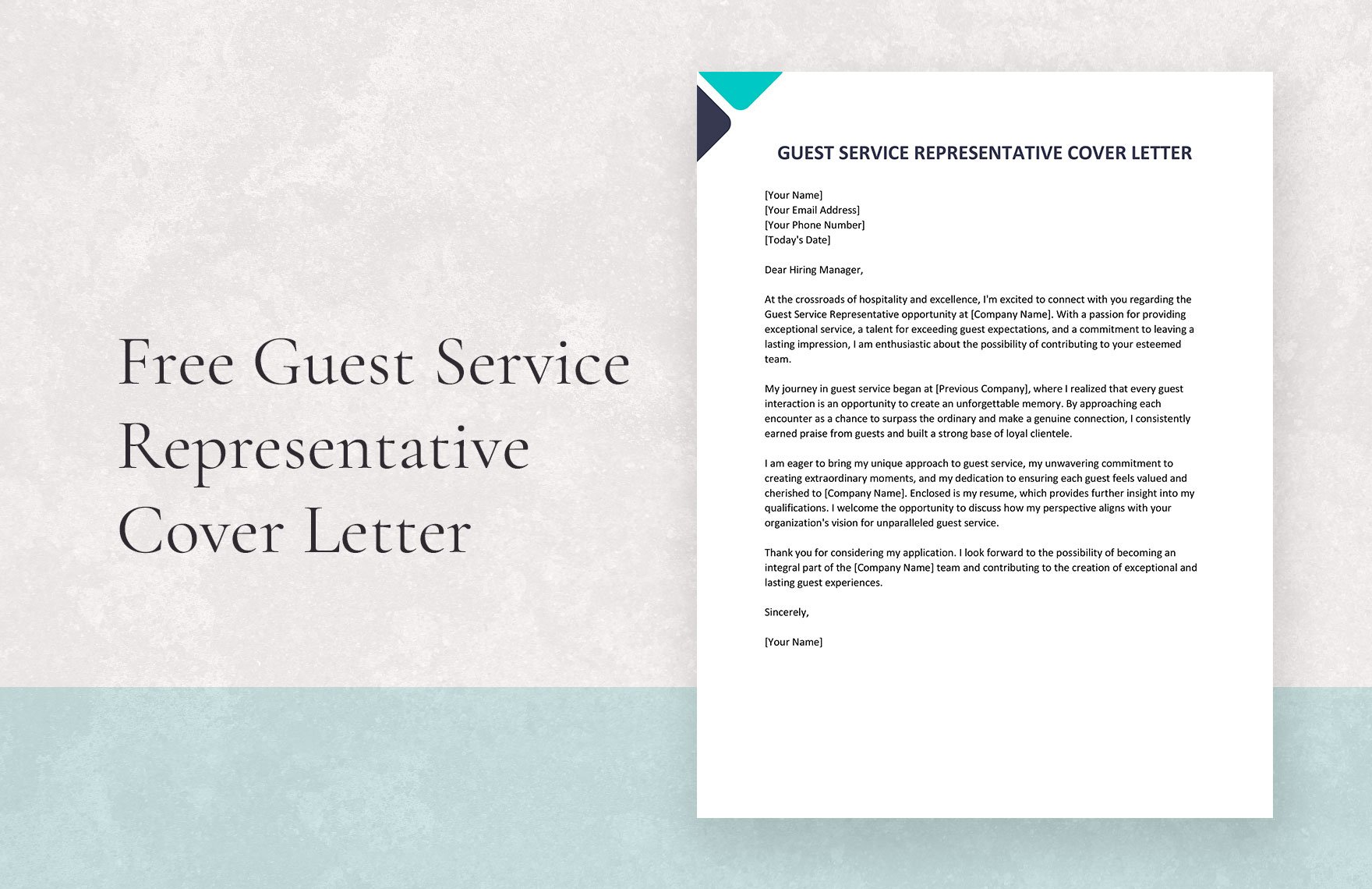 Guest Service Representative Cover Letter