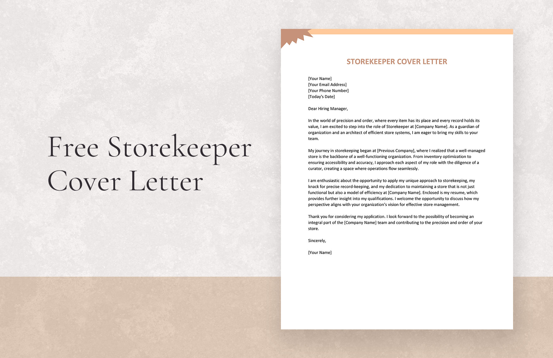 Storekeeper Cover Letter In Word Google Docs Pages Download 