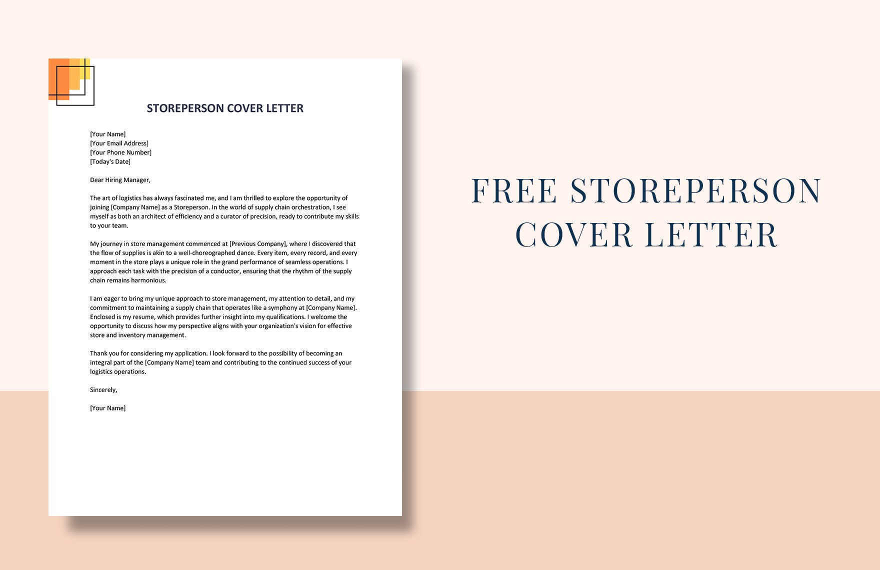 Storeperson Cover Letter