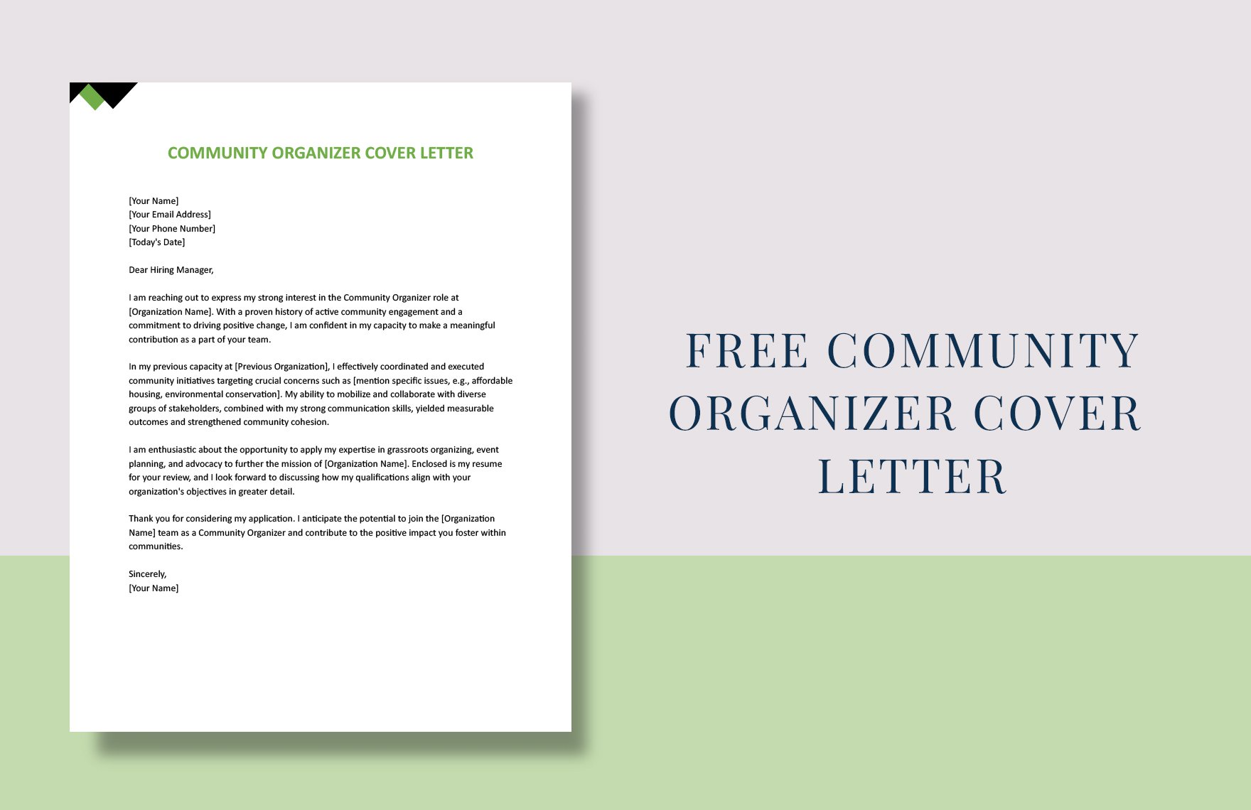 Community Organizer Cover Letter