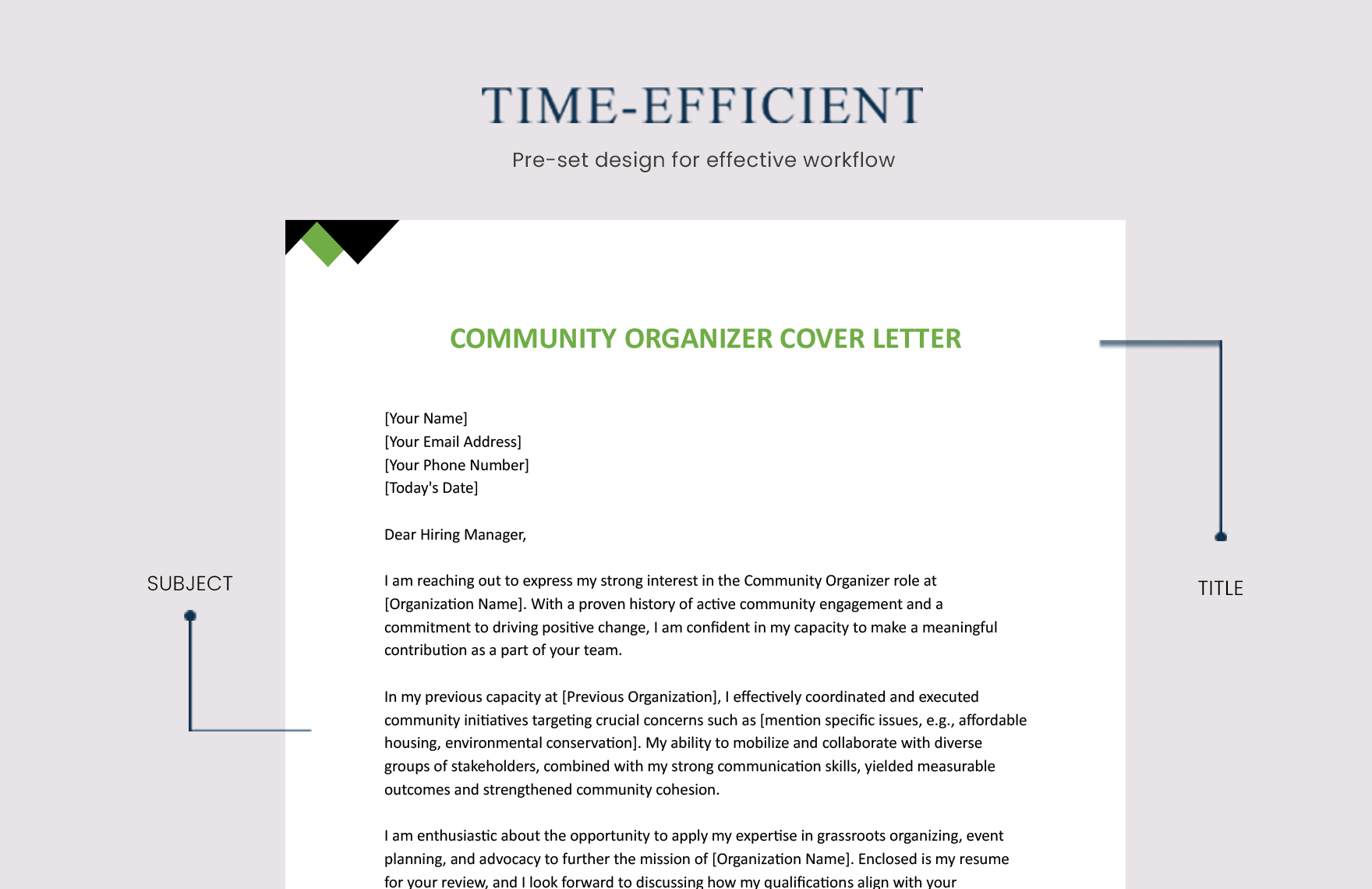 Community Organizer Cover Letter