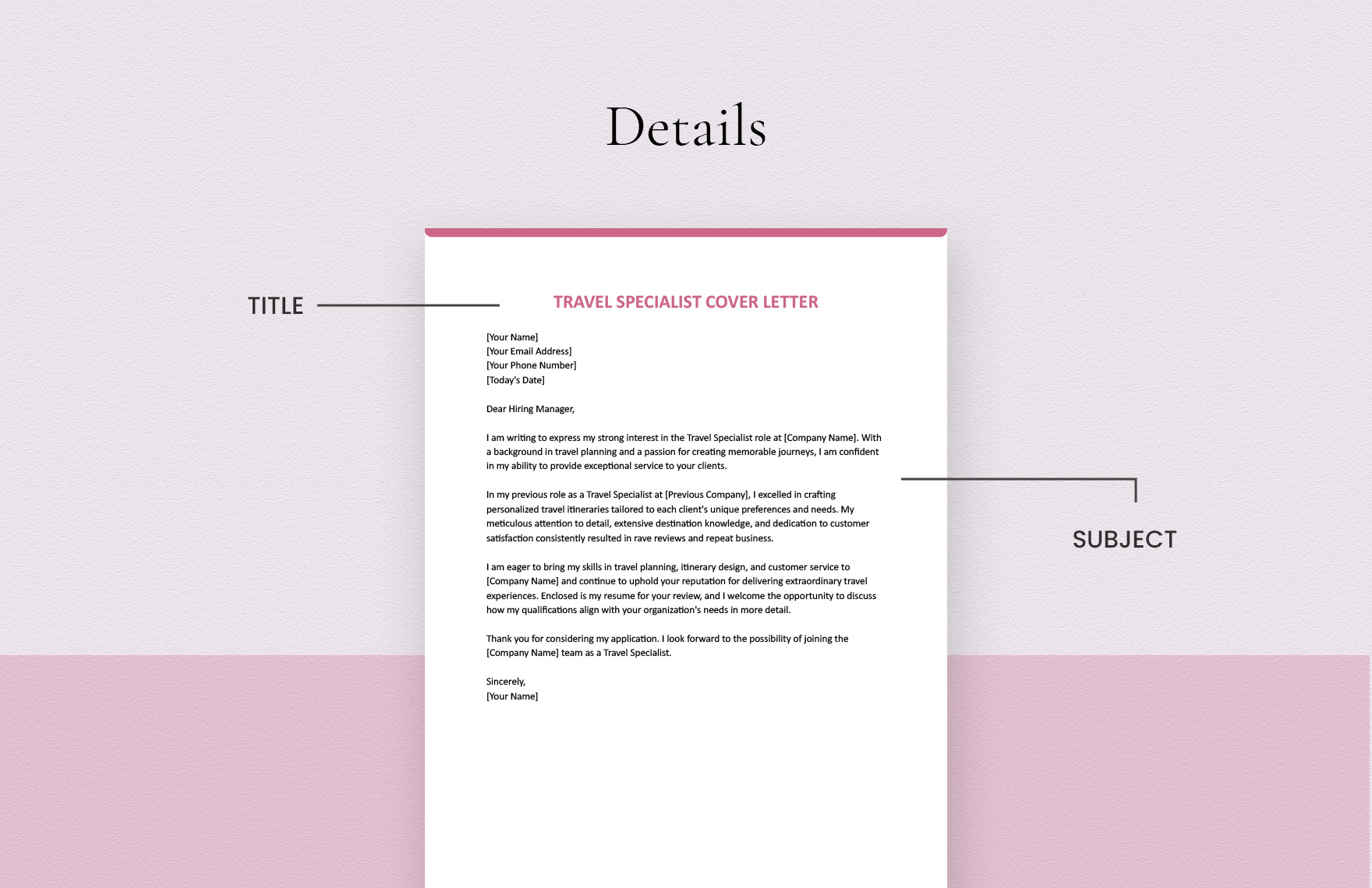 Travel Specialist Cover Letter