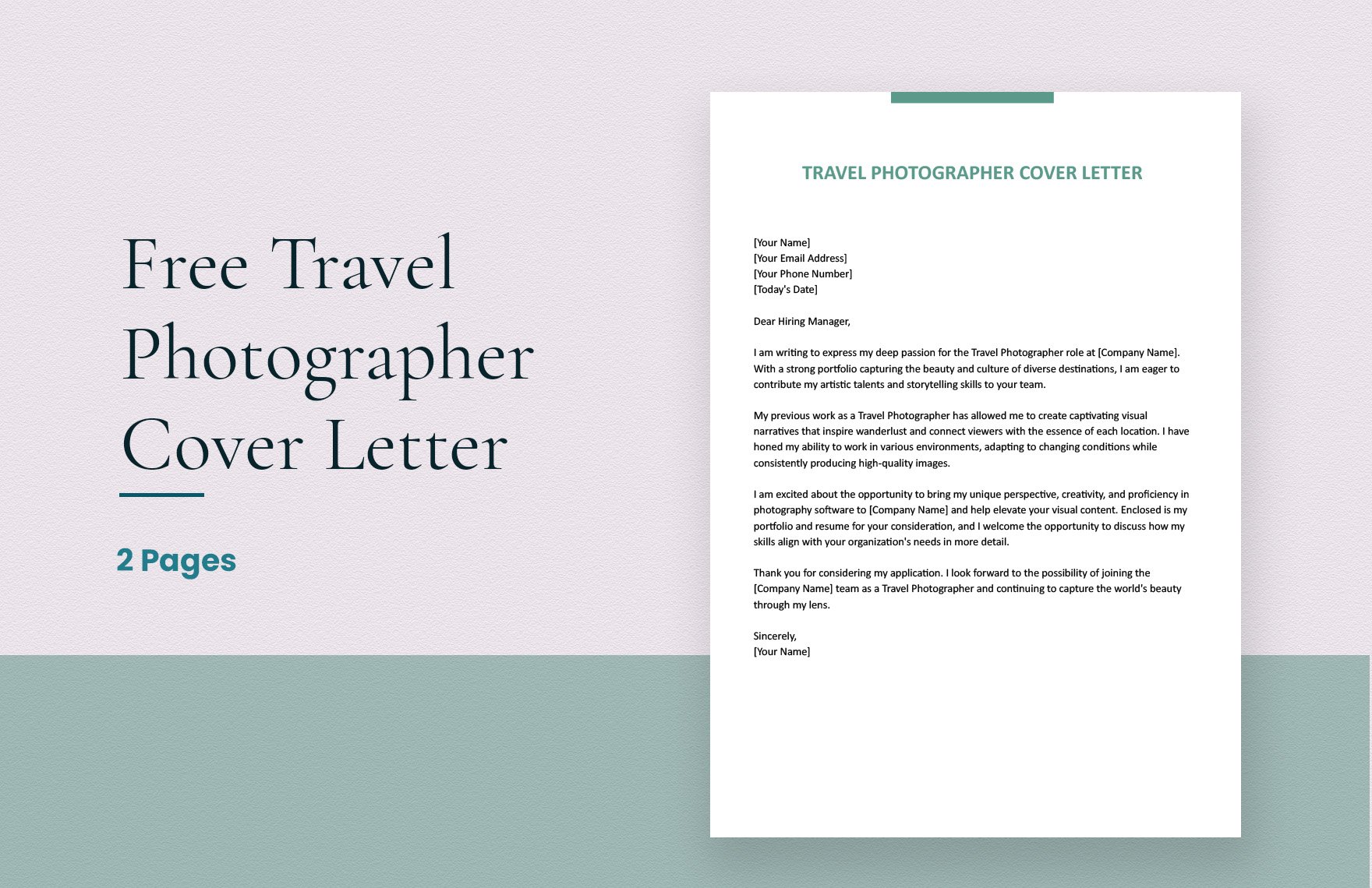 Travel Photographer Cover Letter in Word, Google Docs