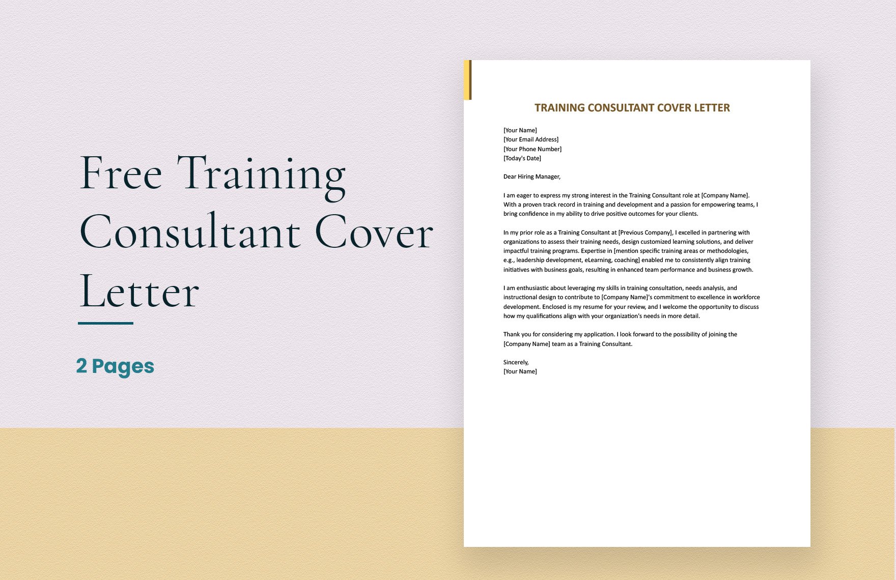 Training Consultant Cover Letter