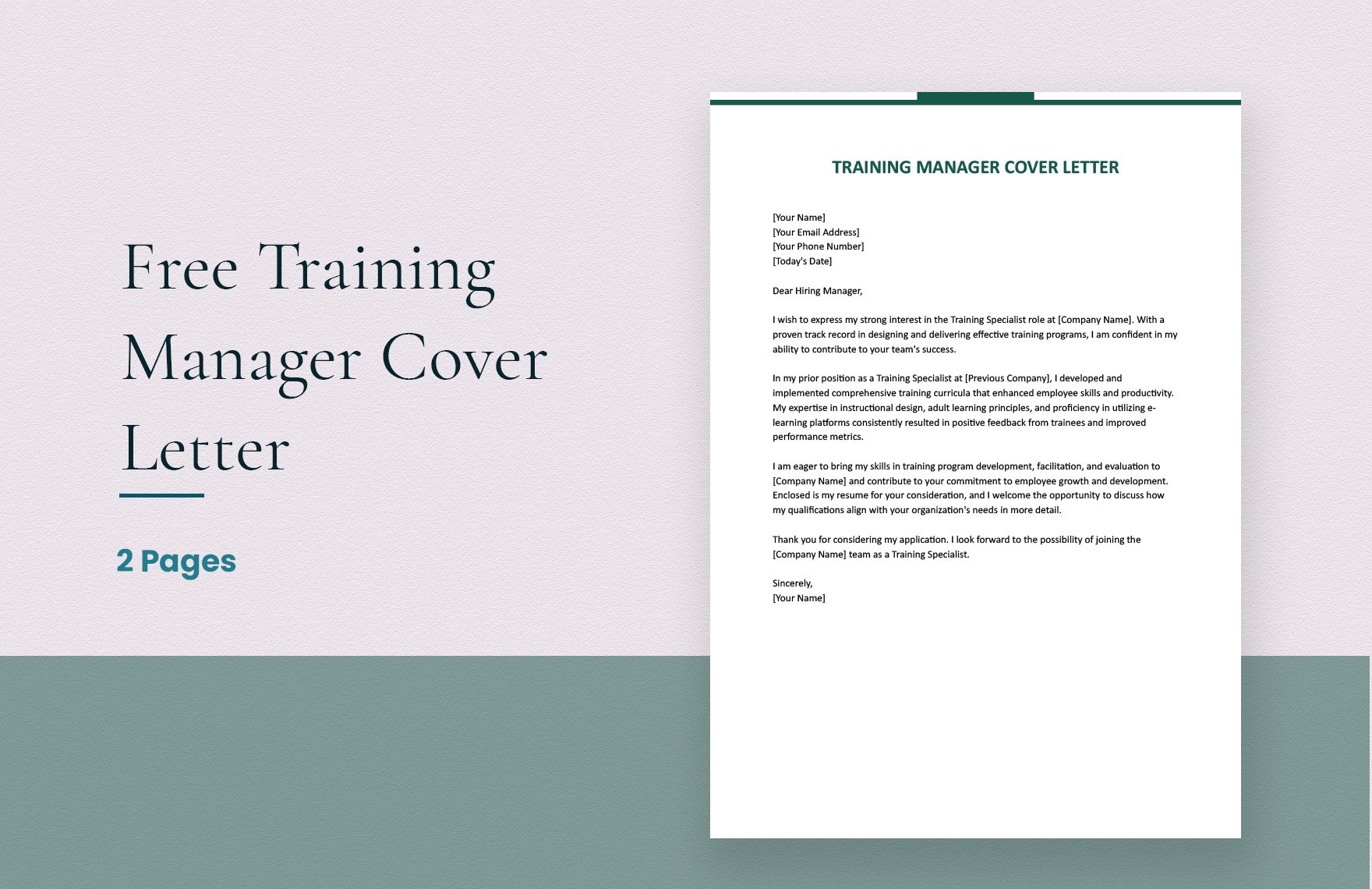 cover letter for training manager