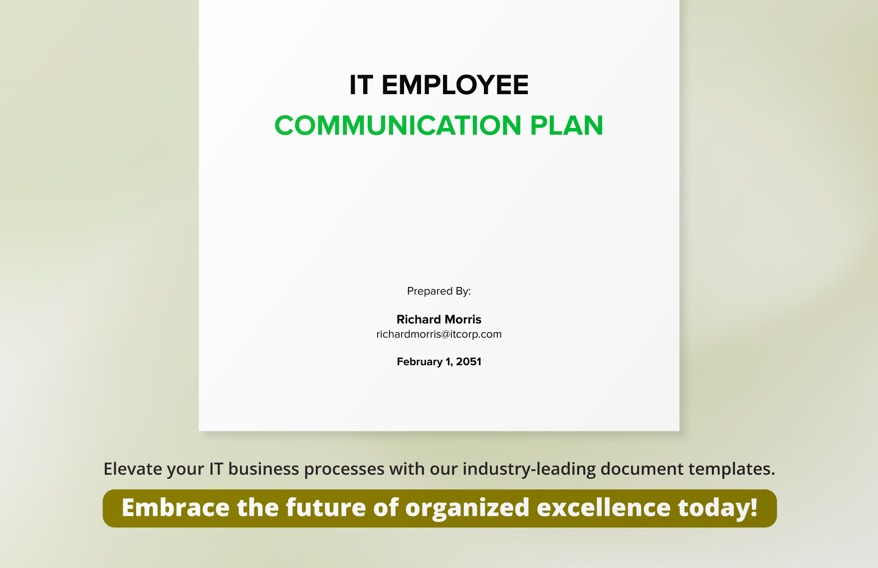 IT Employee Communication Plan Template