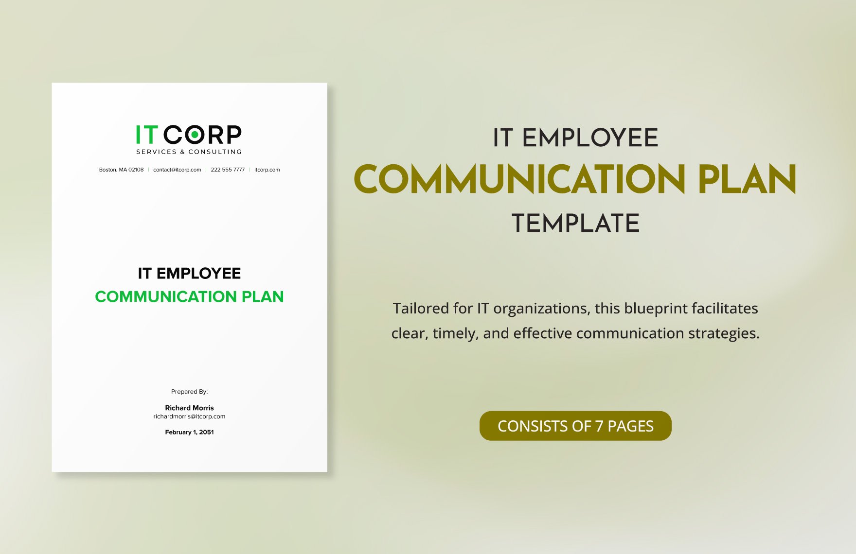 it employee communication plan template wdppt
