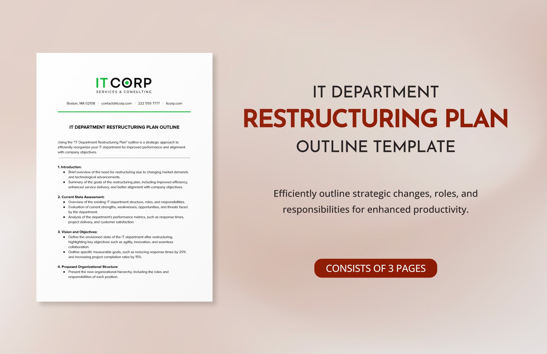 IT Department Restructuring Plan Outline Template