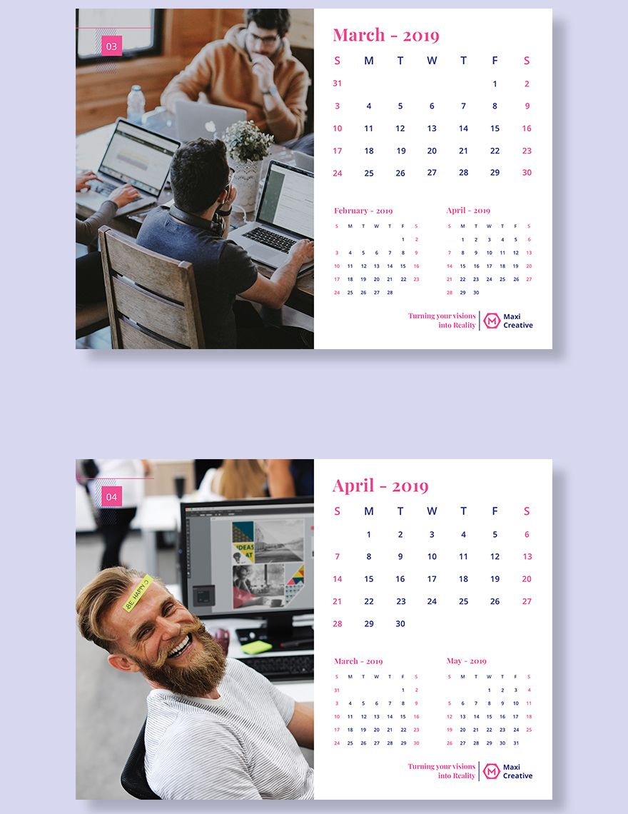 Creative Agency Desk Calendar Template